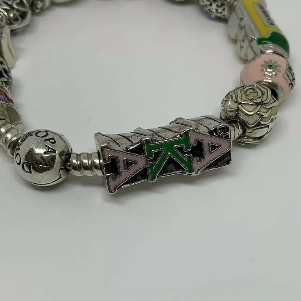 Alpha Kappa Alpha Pink and Green Letter Charm Bead